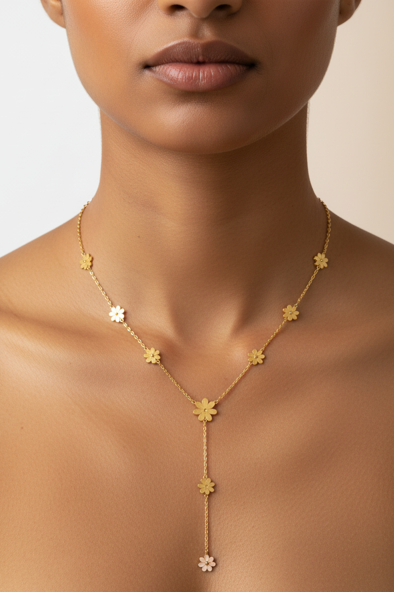 Elegant floral drop neckchain