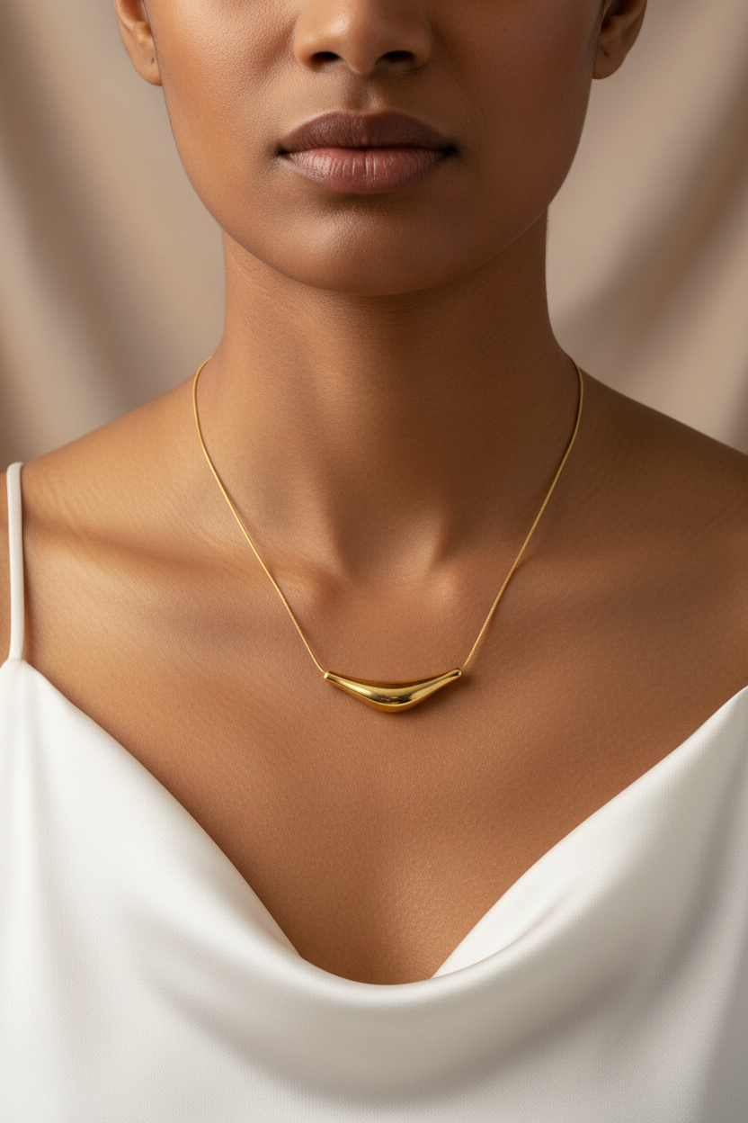 Golden pendant statement necklace