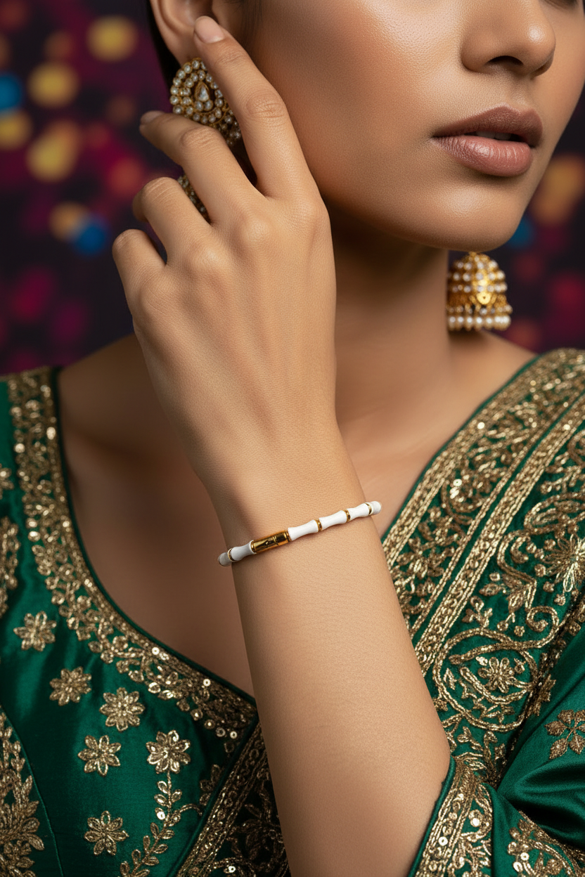 White Bamboo Cuff Bangle