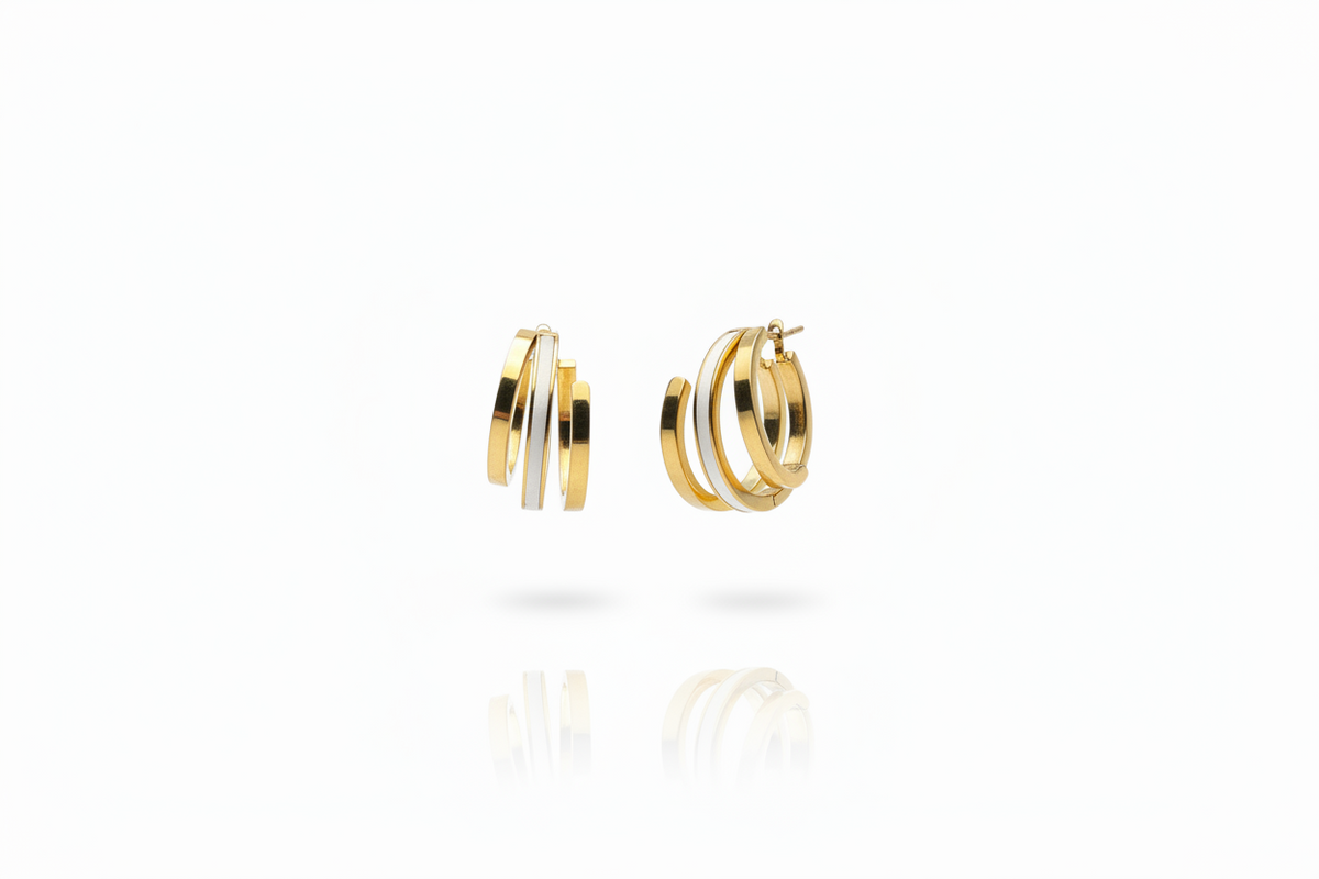 Enamel triple layer Hoop Earrings