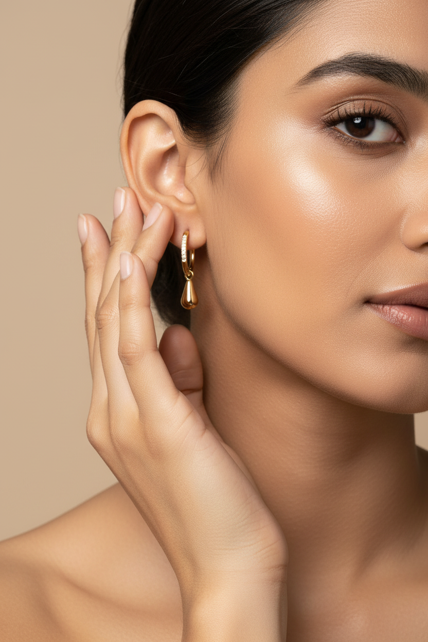 Golden Water Drop Earrings