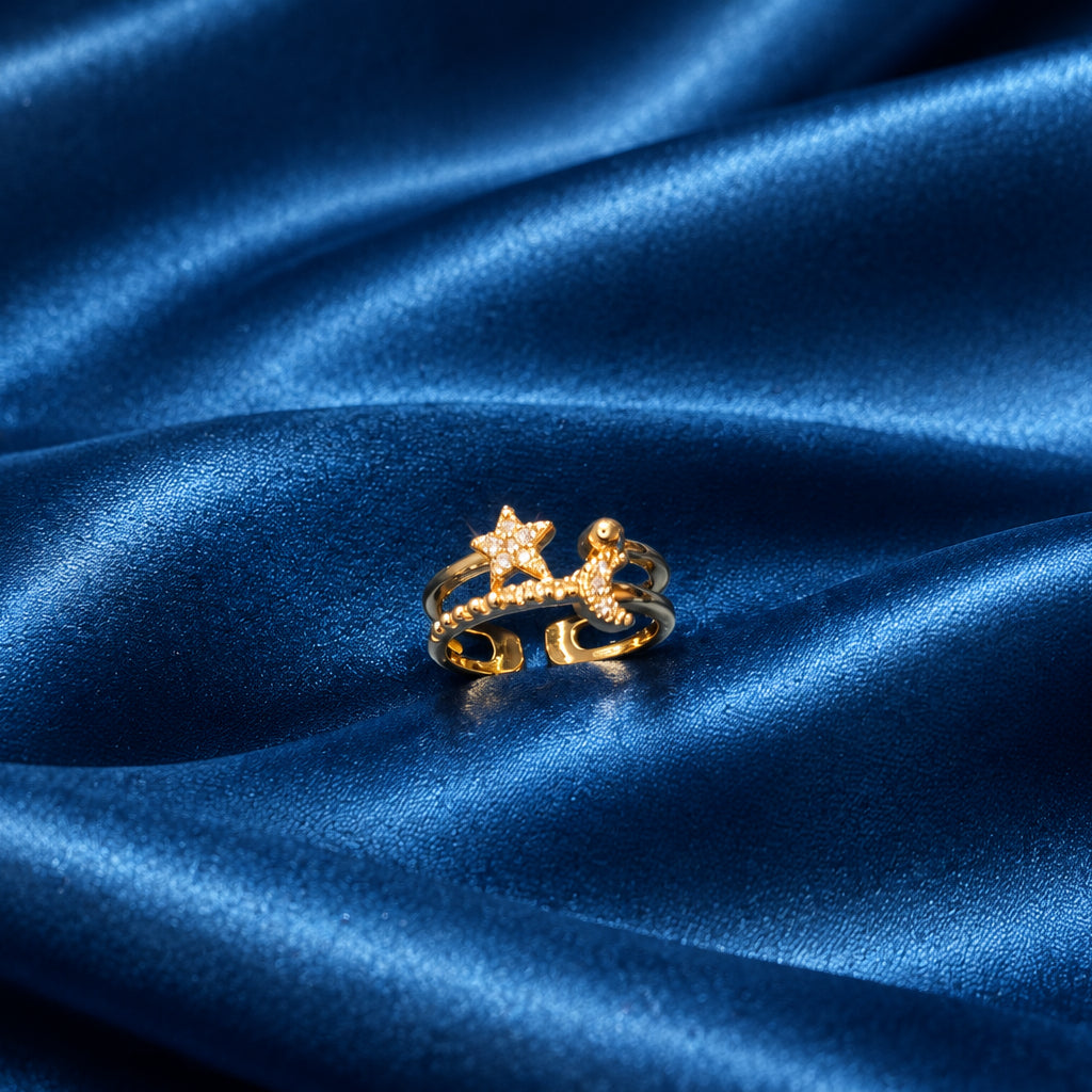 Dreamy  Moon star Adjustable Finger Ring