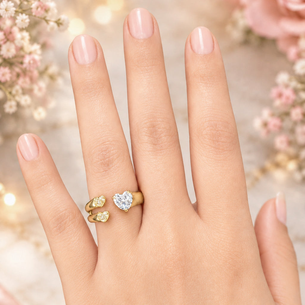 Triple Heart Adjustable Finger Ring