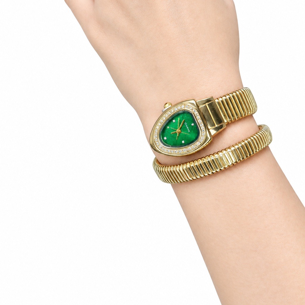 Serpentine snake spiral green watch