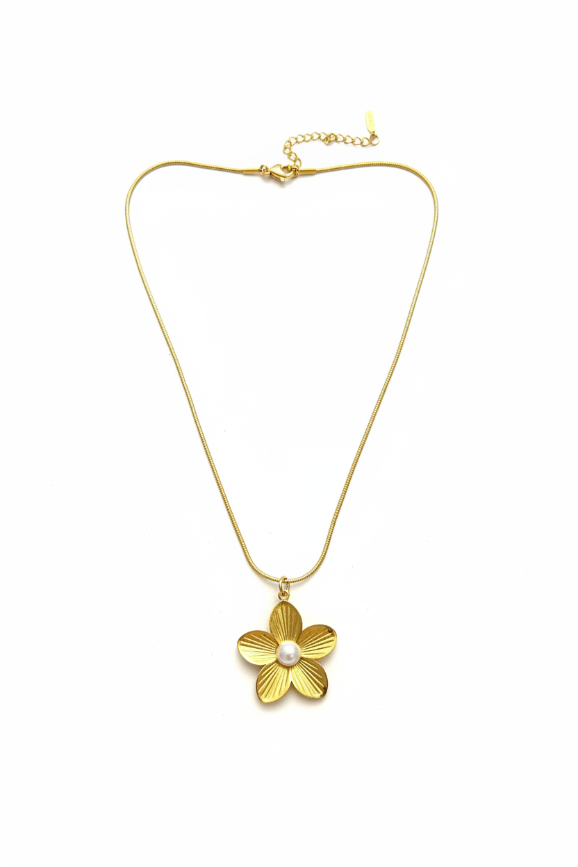 Flower pearl pendant neckchain