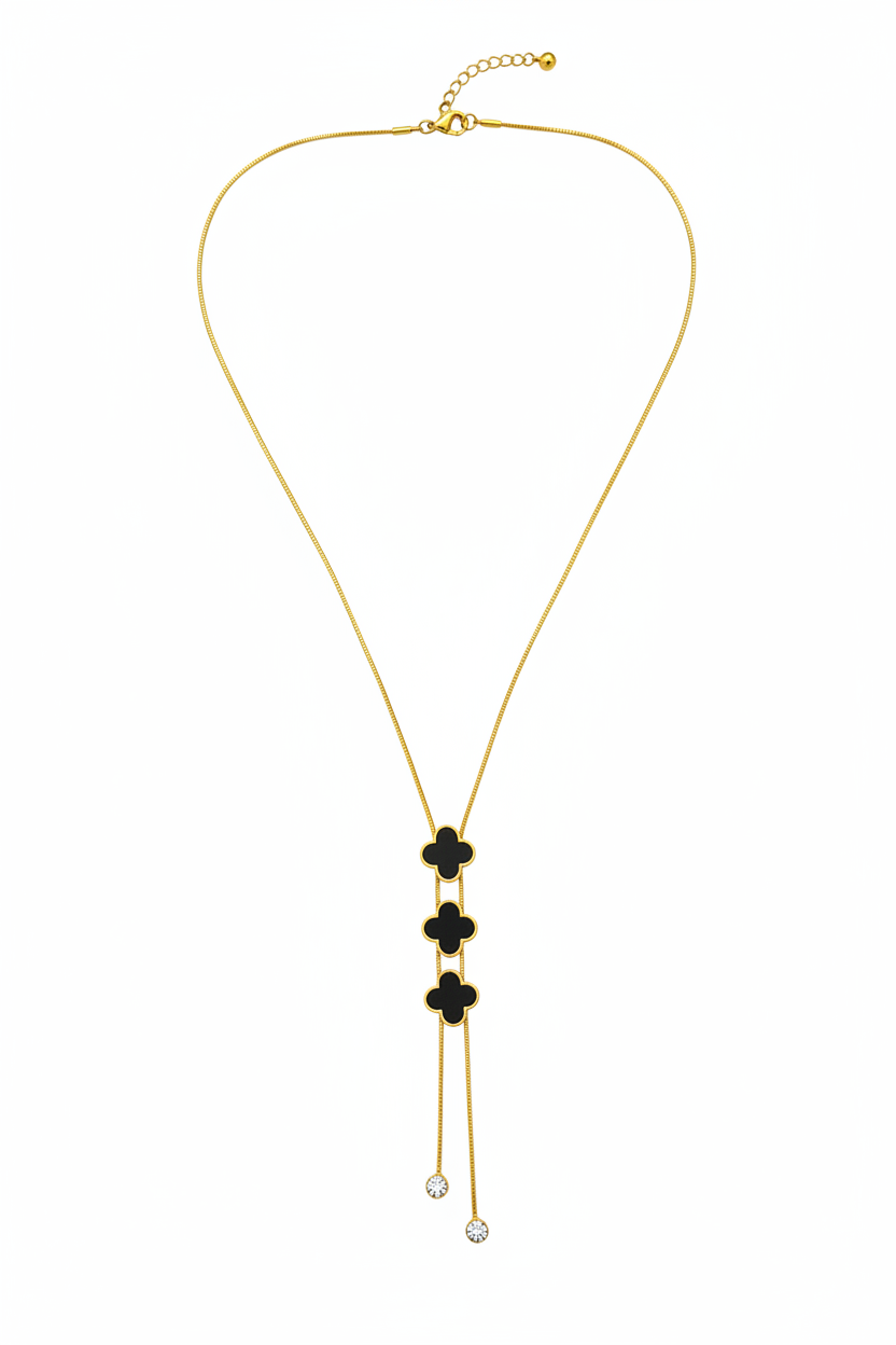 onyx charm zerconia drop neckchain