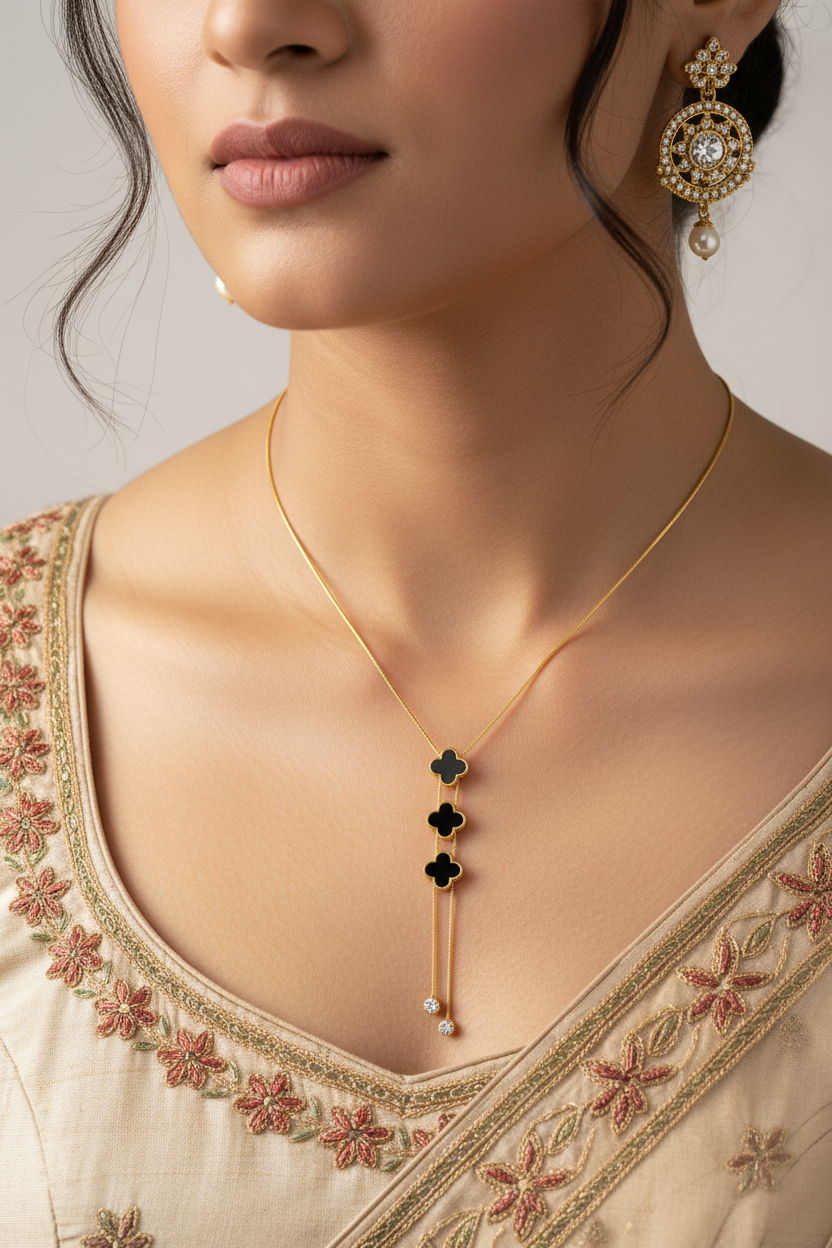 onyx charm zerconia drop neckchain
