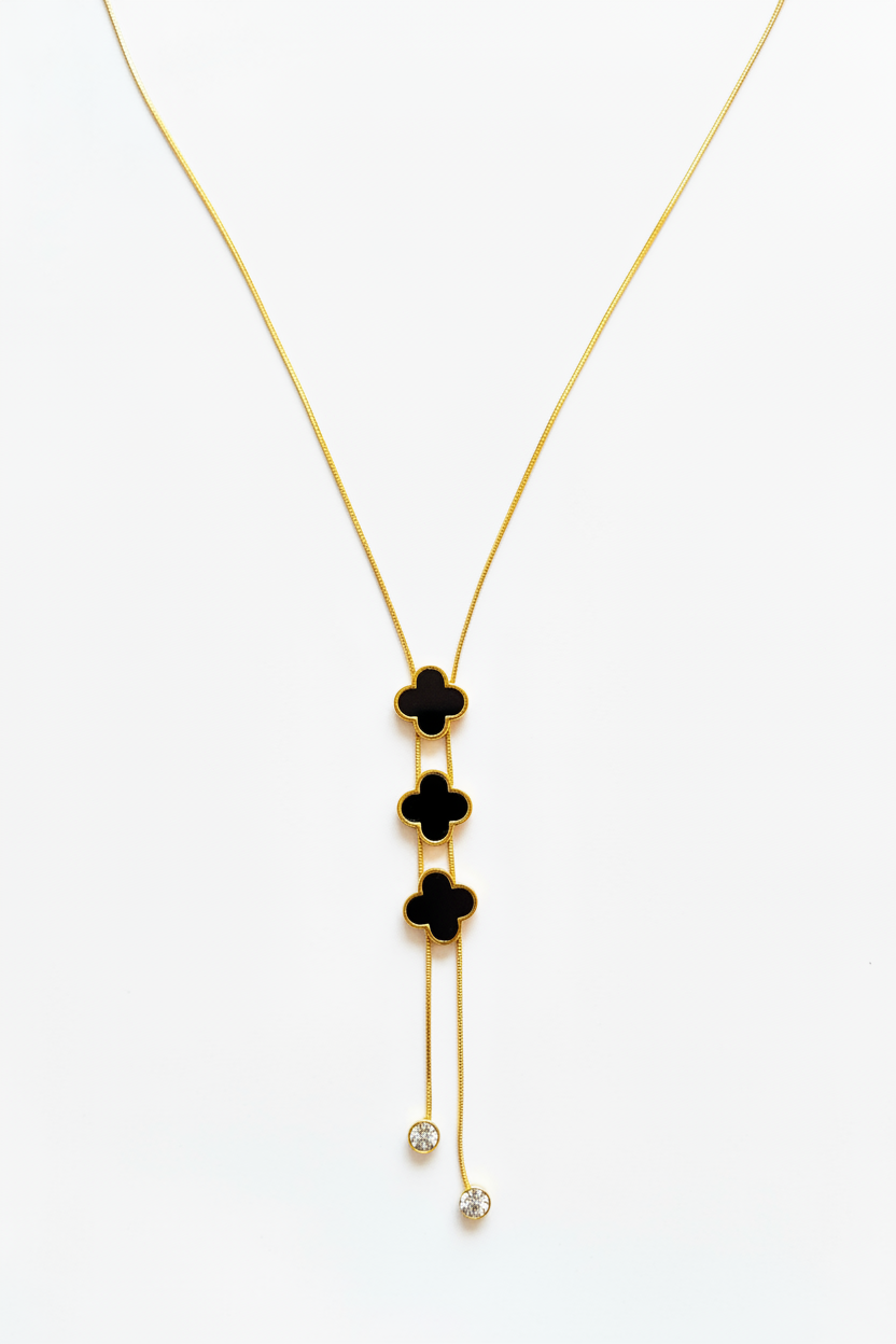 onyx charm zerconia drop neckchain