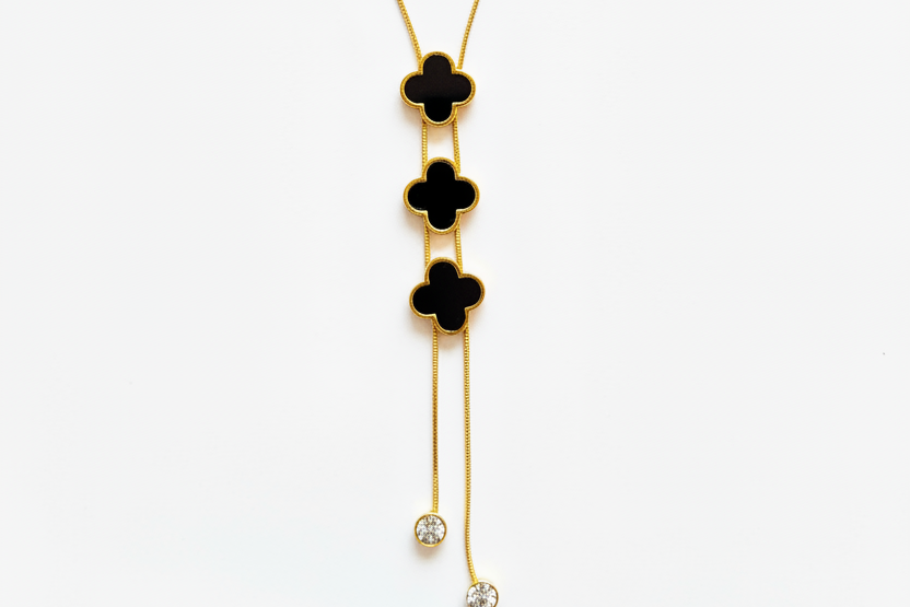 onyx charm zerconia drop neckchain