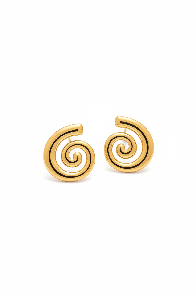 Spiral Golden Statement Earring