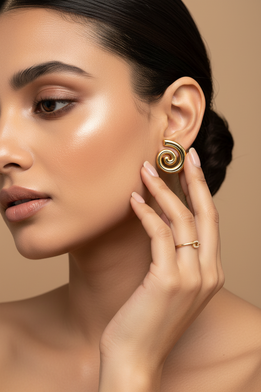 Spiral Golden Statement Earring
