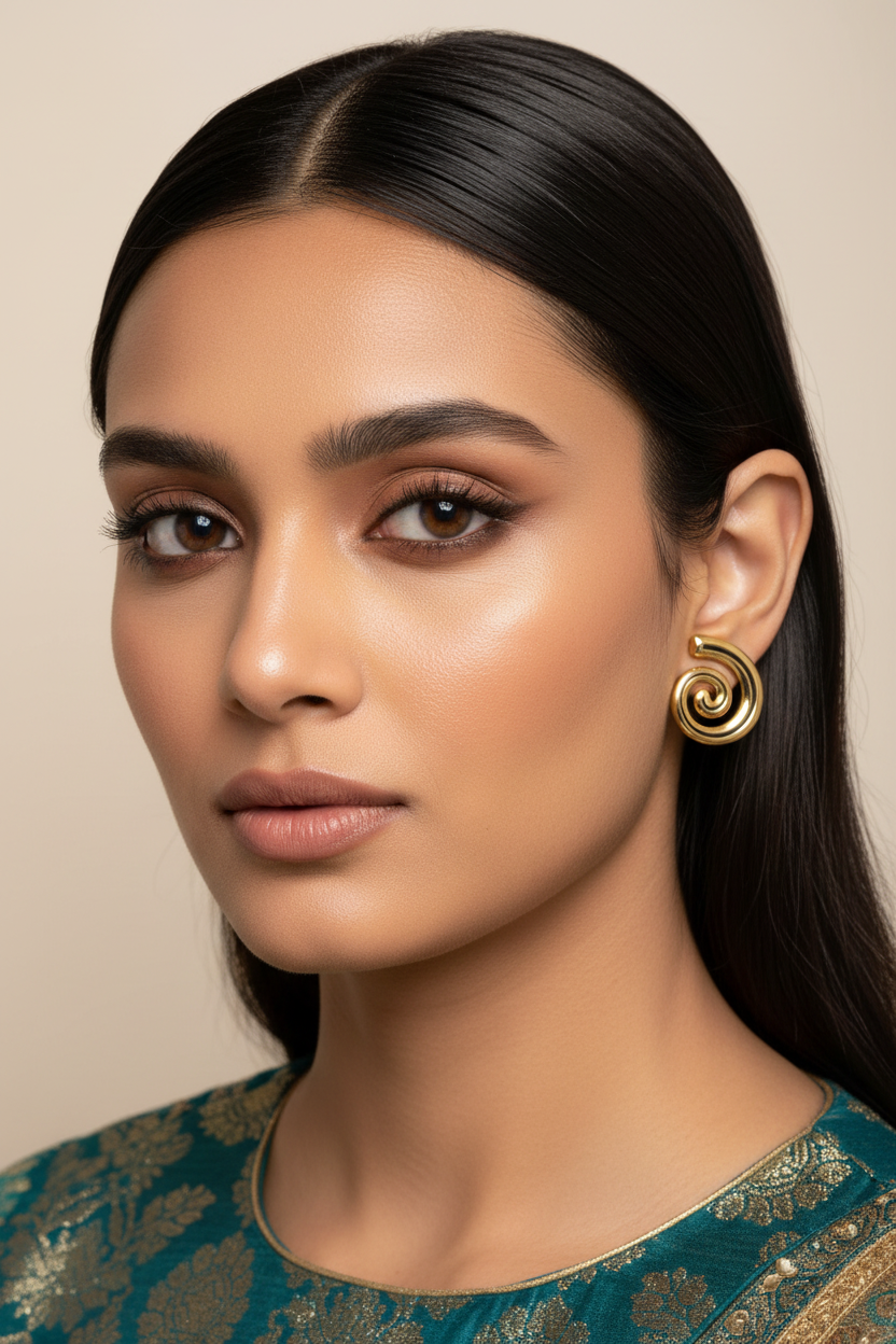 Spiral Golden Statement Earring
