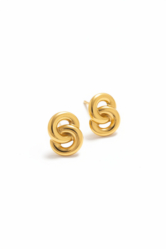 Golden Linked Loop Stud Earrings