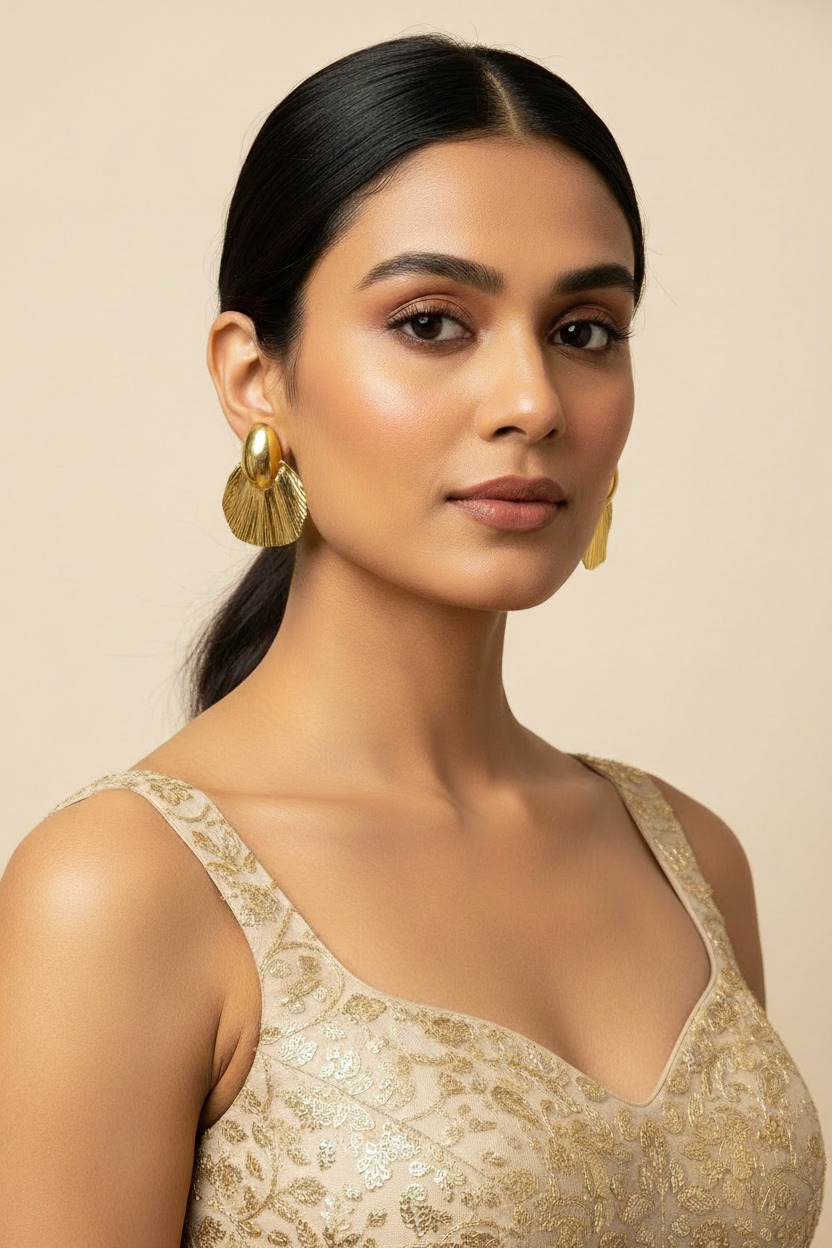 Golden Shell Statement Earring