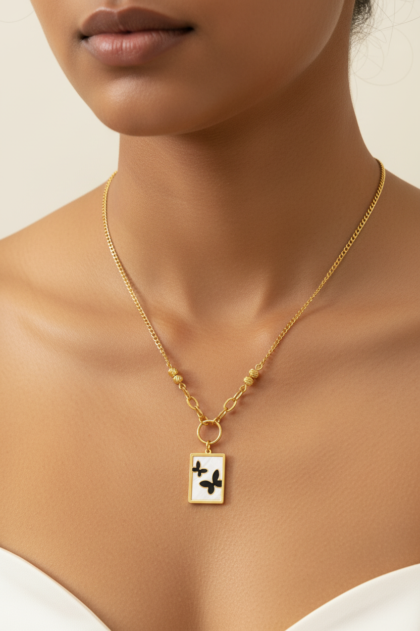 Elegant White butterfly pendant neckchain