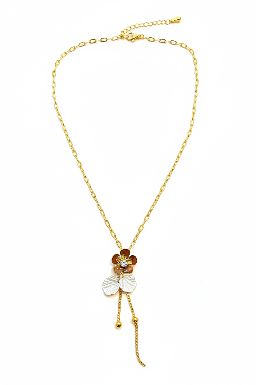 Korean Flower charm necklace