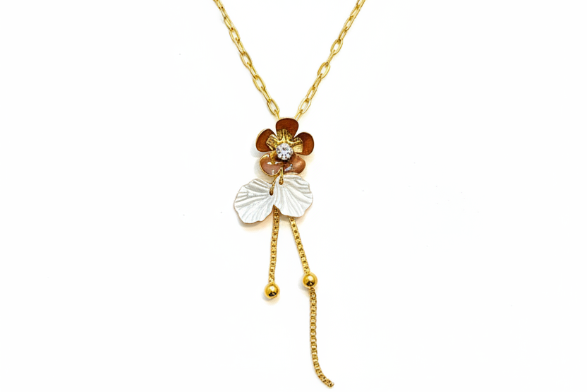Korean Flower charm necklace