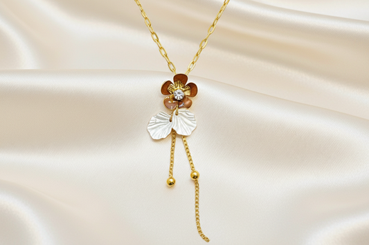 Korean Flower charm necklace