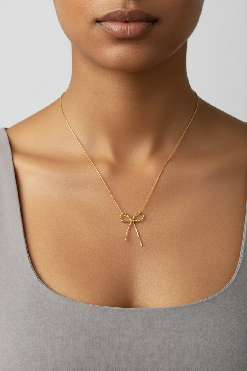 korean bow pendant necklace