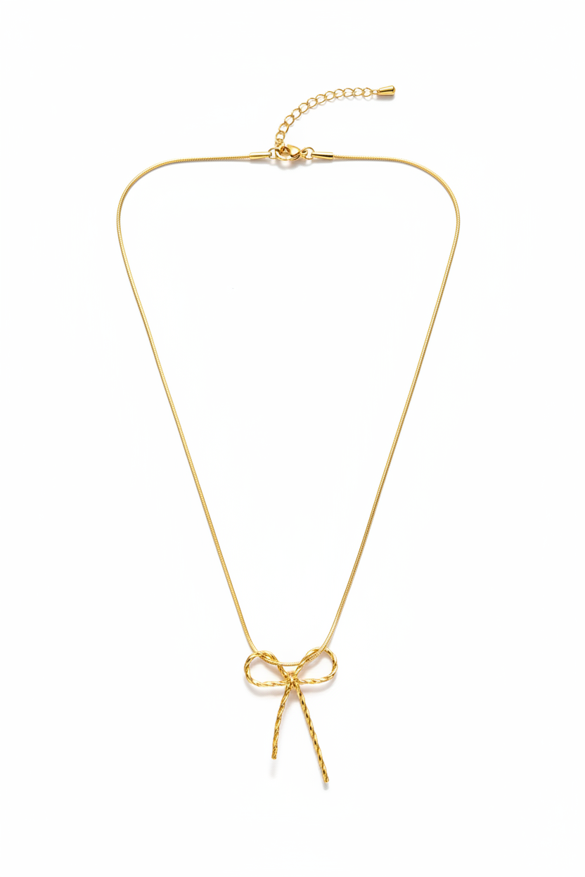 korean bow pendant necklace