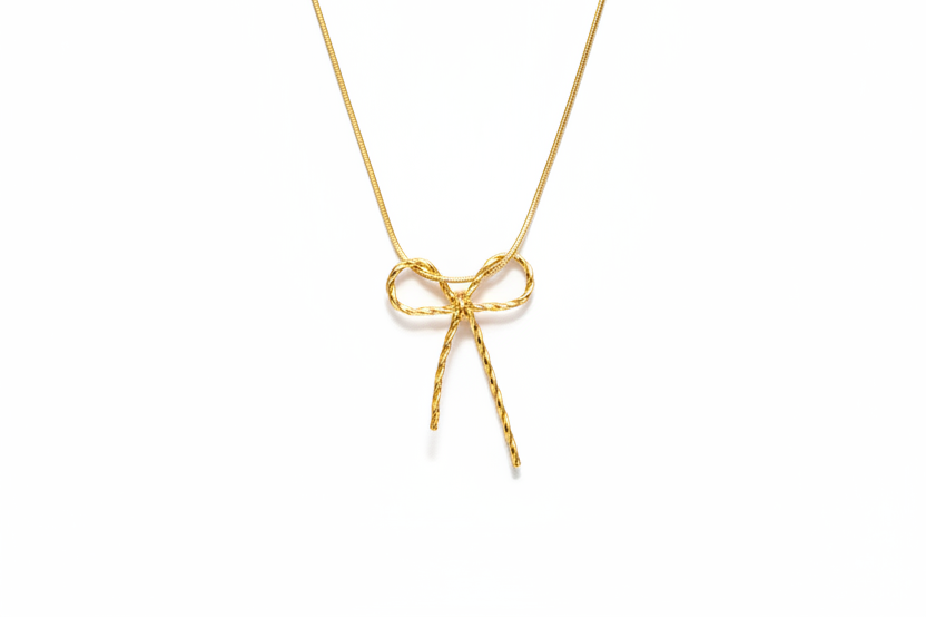 korean bow pendant necklace