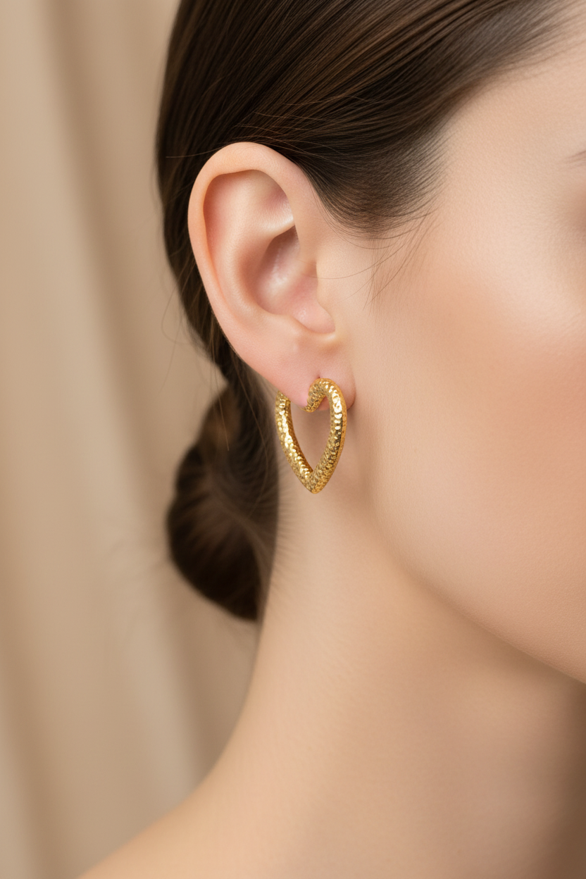 Heart Textured Statement Earrings