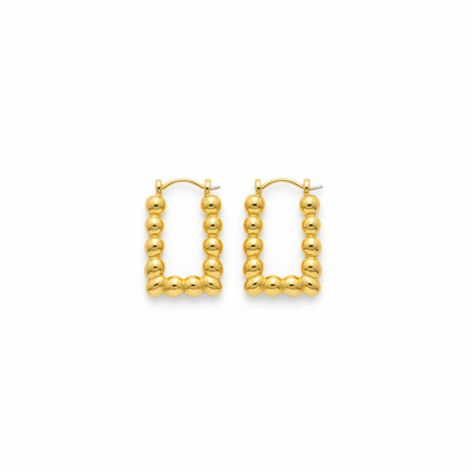 Golden Bubble Square Hoop Earring