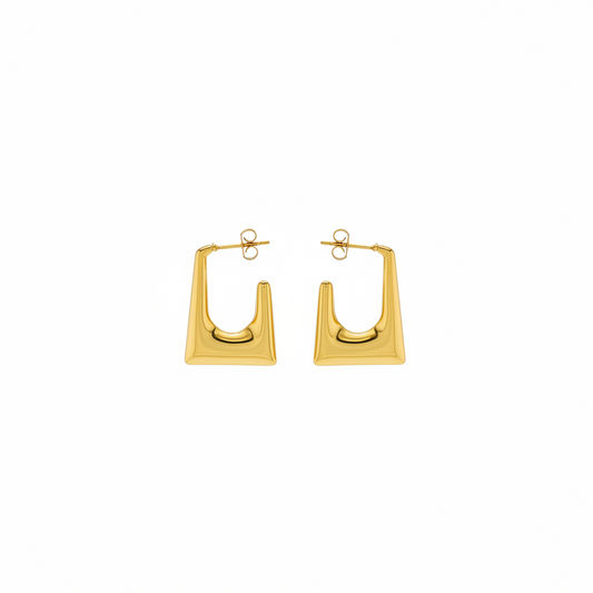 Golden Square Round Earring
