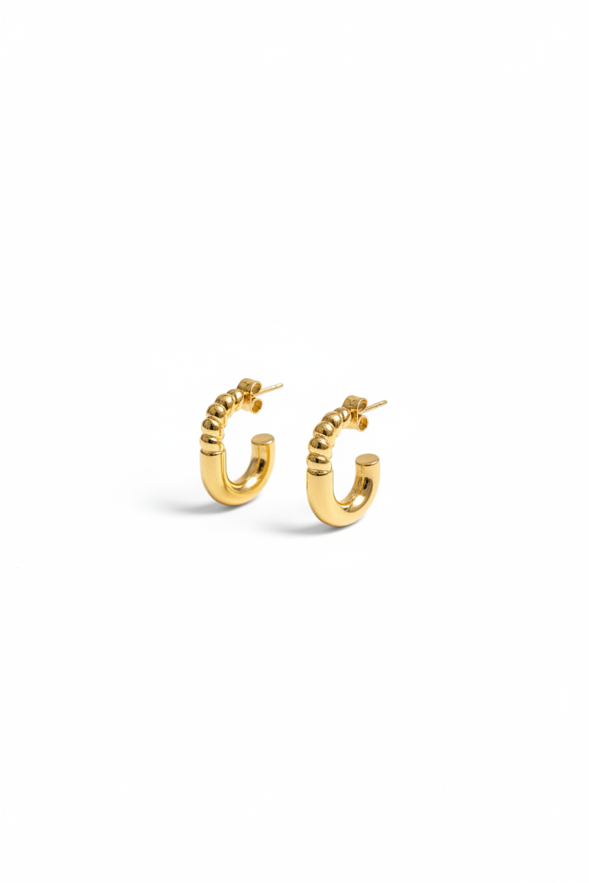 Golden Huggie statement hoop Earring