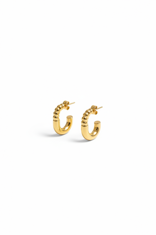 Golden Huggie statement hoop Earring
