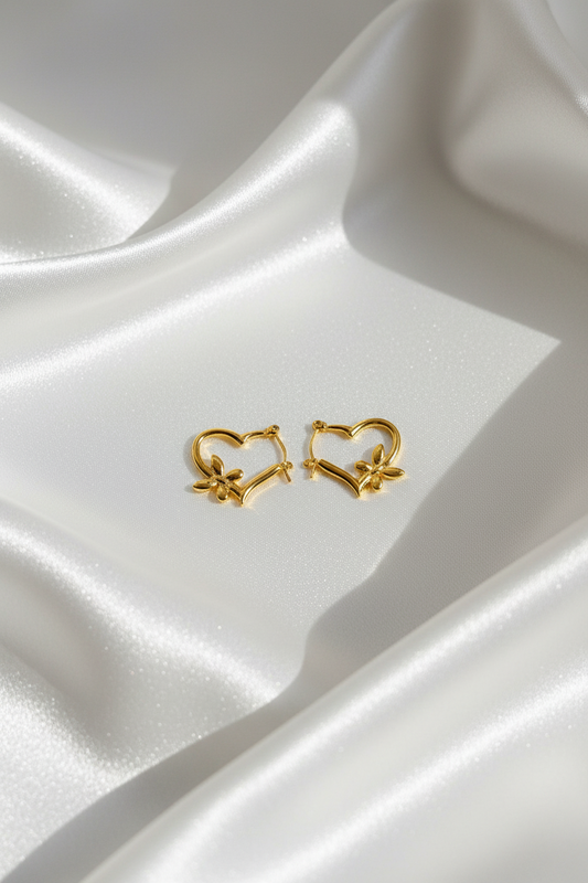 Heart Floral Statement Earrings
