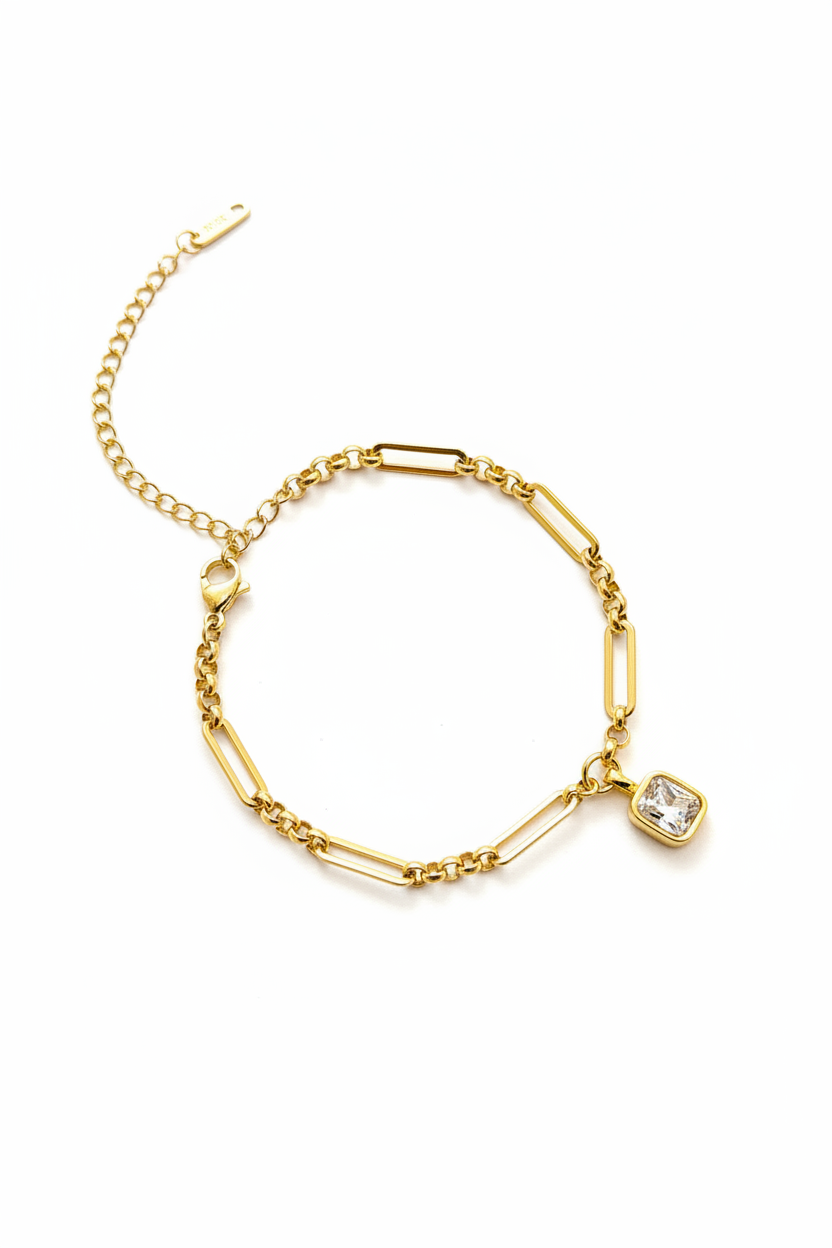 Zirconia cube charm Bracelet