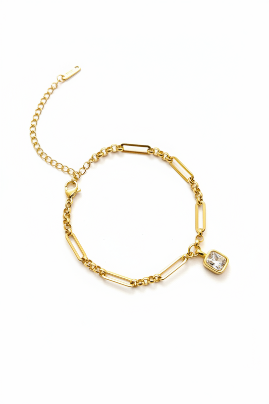 Zirconia cube charm Bracelet