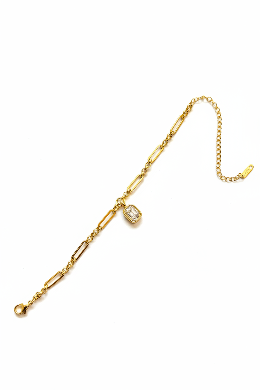 Zirconia cube charm Bracelet