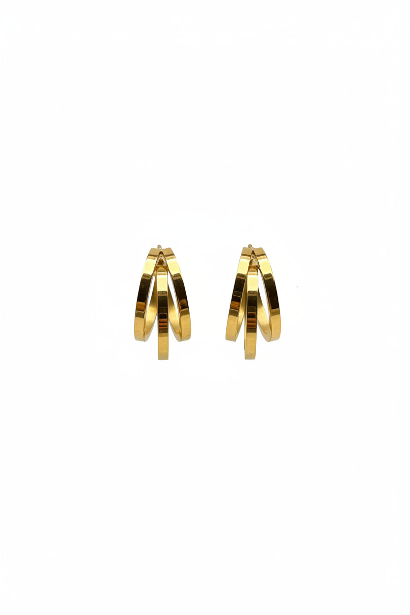 Golden Bold Triple Hoop Earrings