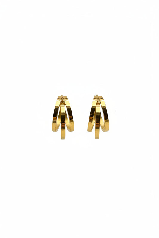 Golden Bold Triple Hoop Earrings