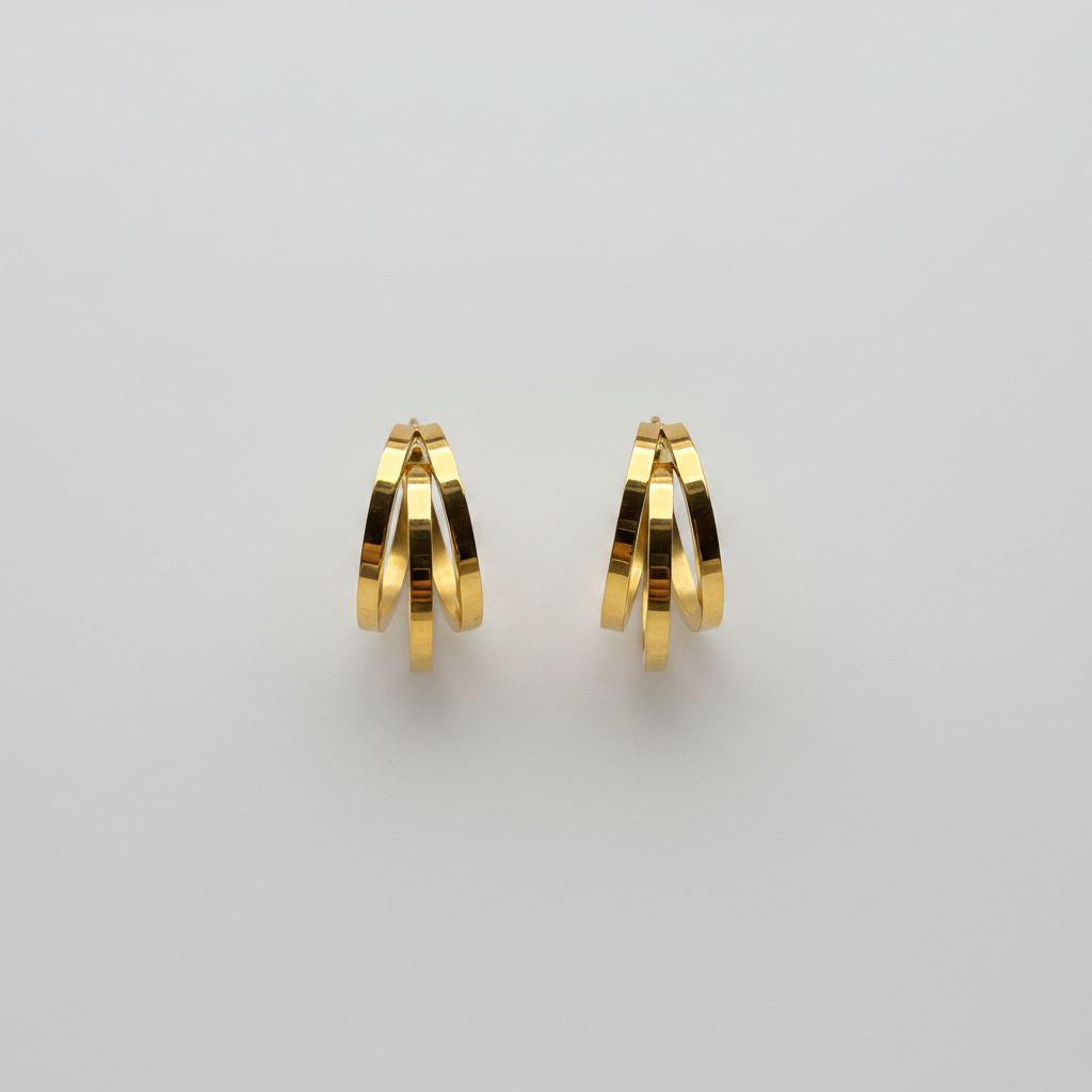 Golden Bold Triple Hoop Earrings