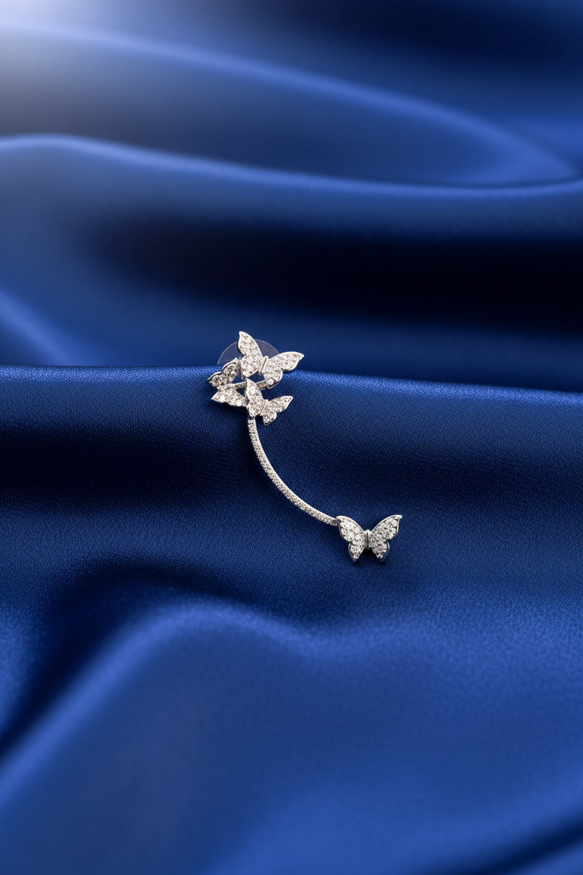 Silver Butterfly Crawler EarCuff