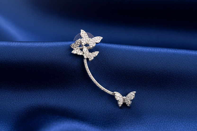 Silver Butterfly Crawler EarCuff