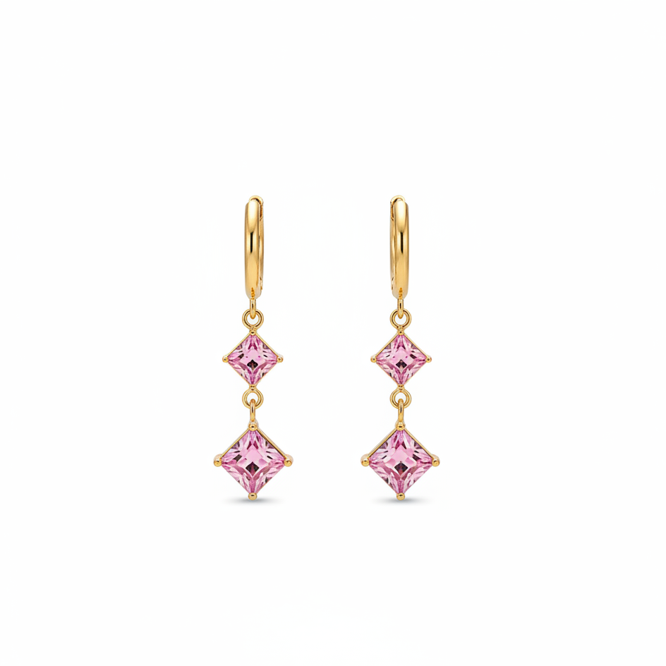 Pink Crystal Dangler earrnigs
