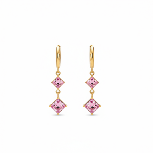 Pink Crystal Dangler earrnigs