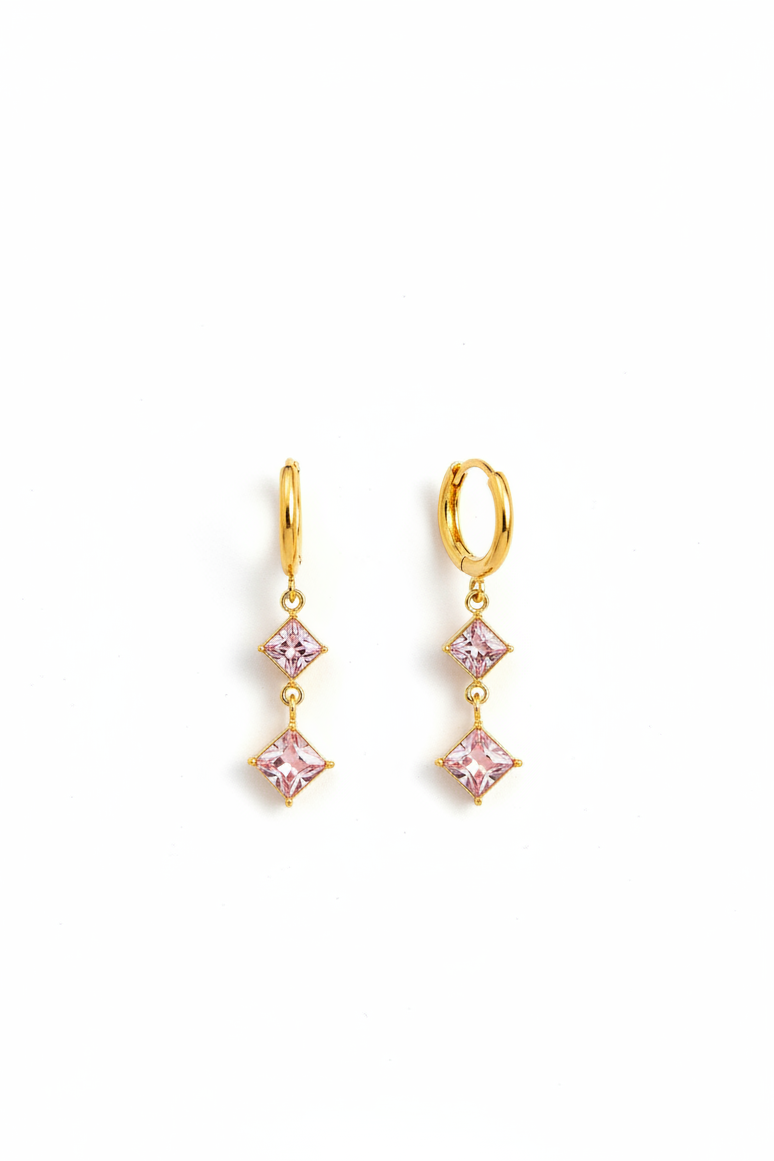 Pink Crystal Dangler earrnigs