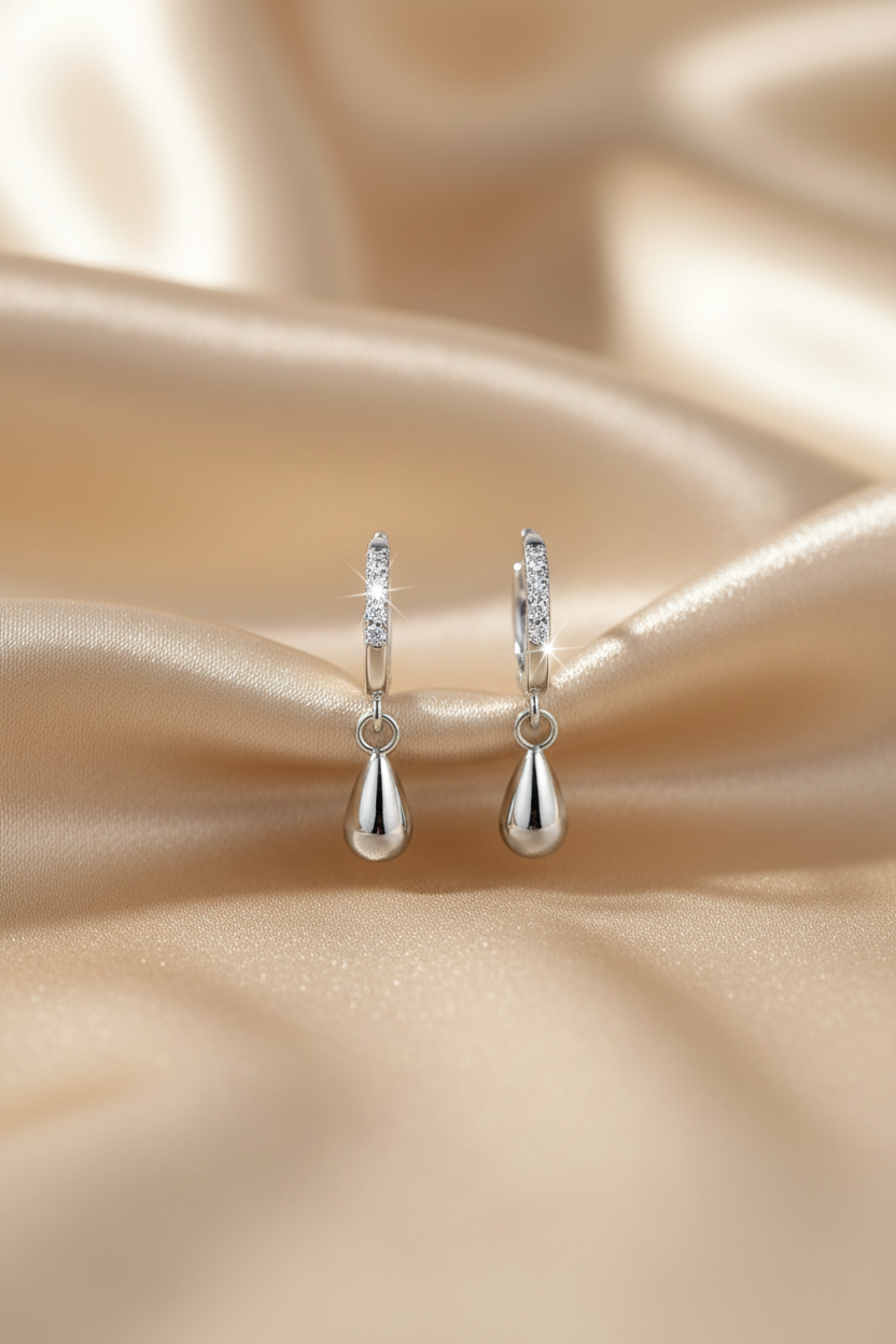 Silver Water Drop Earrings