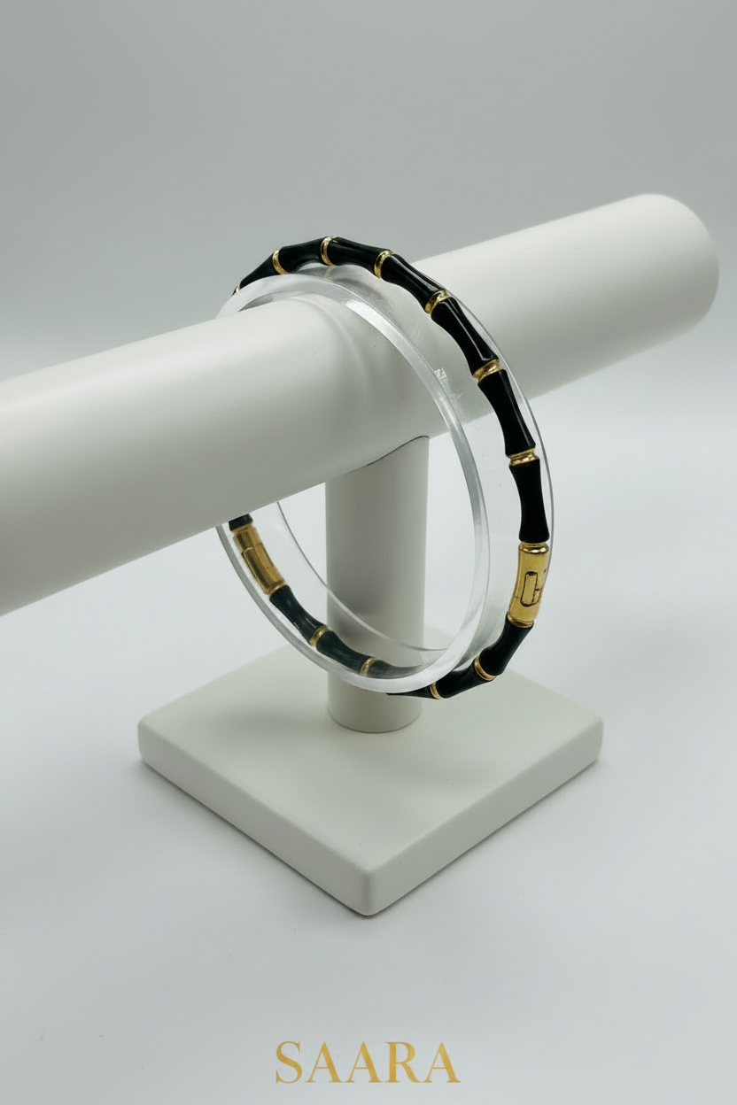 Black Bamboo Cuff Bangle