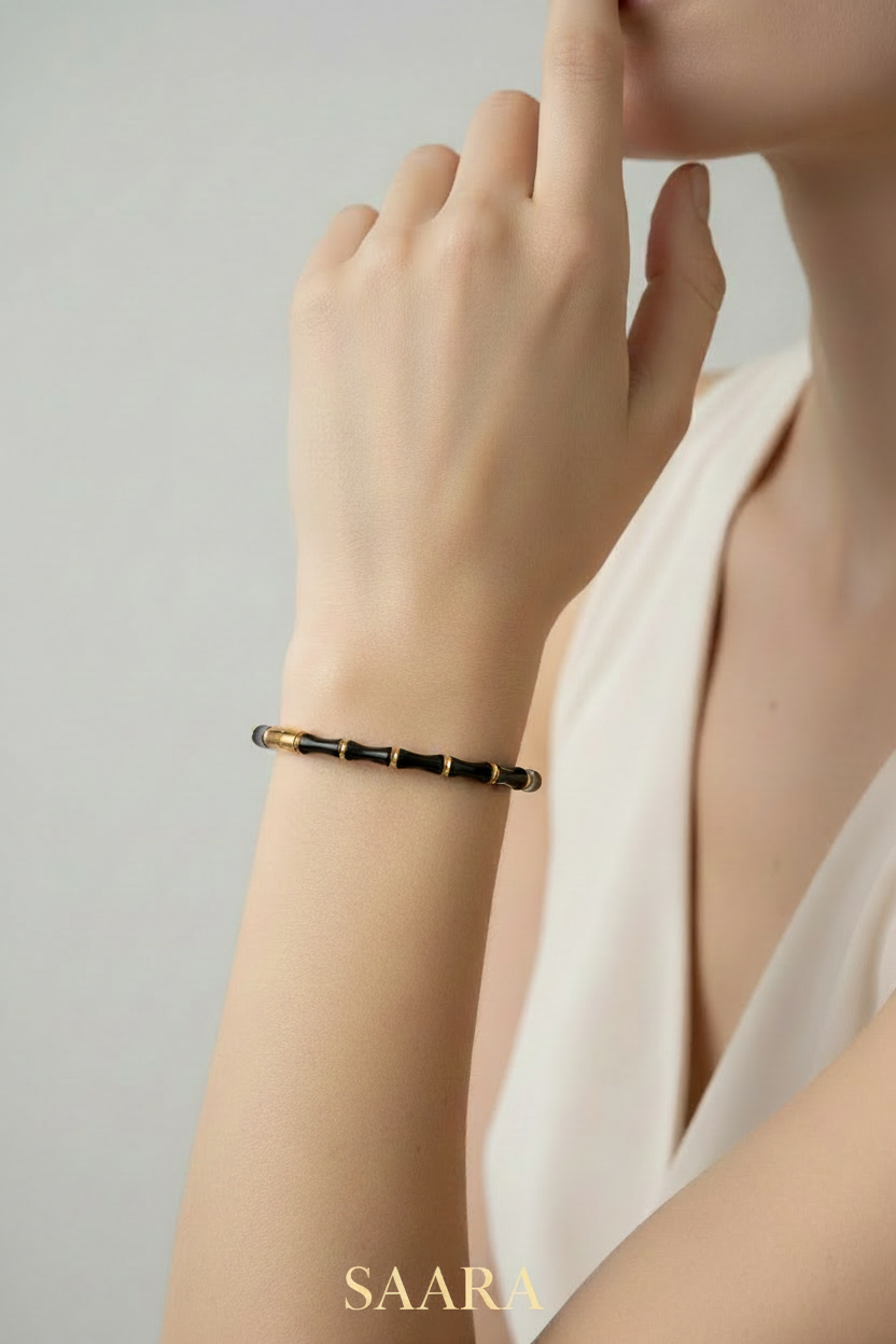 Black Bamboo Cuff Bangle