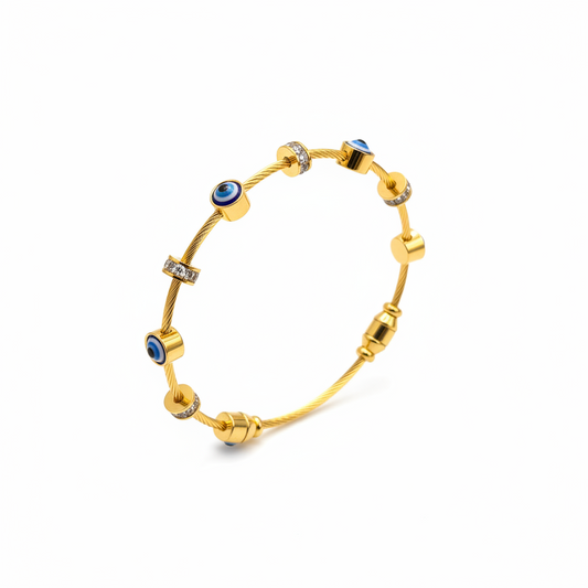 Evil Eye gold crystal Bangle