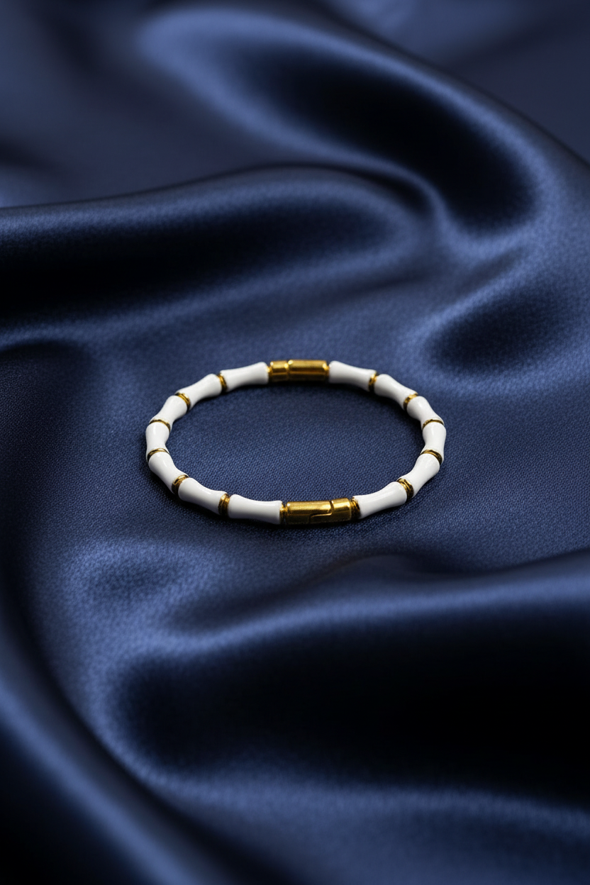 White Bamboo Cuff Bangle