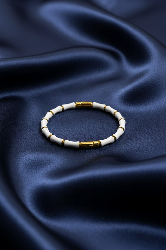 White Bamboo Cuff Bangle