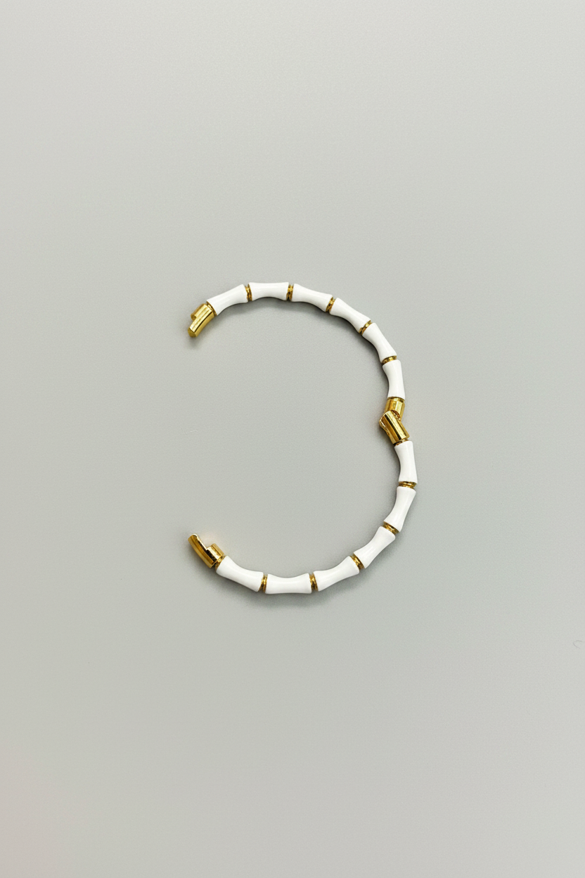 White Bamboo Cuff Bangle
