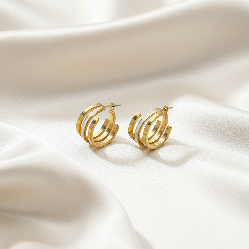 Enamel triple layer Hoop Earrings